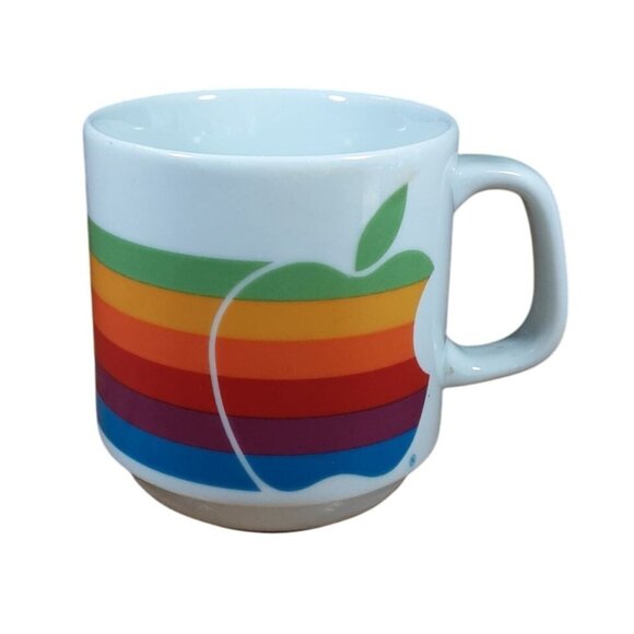 Vintage Apple Computer Logo 80's Mug Papel Rainbow MacIntosh Lisa Coffee Cup - Picture 8 of 14